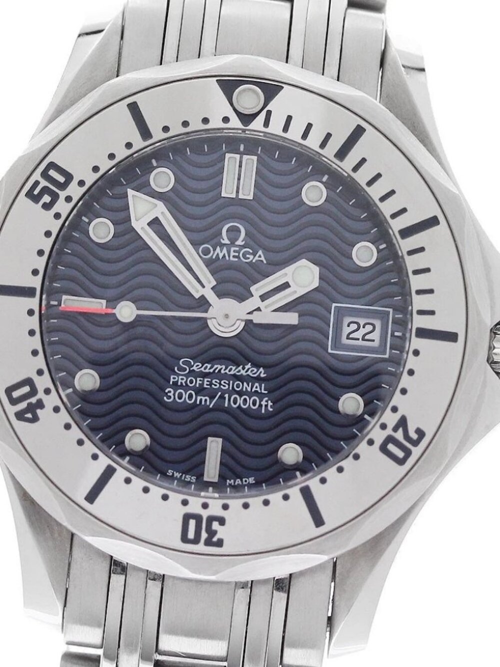 OMEGA Seamaster300 2582.80 Date Navy Dial Quartz Ladies Watch_949587